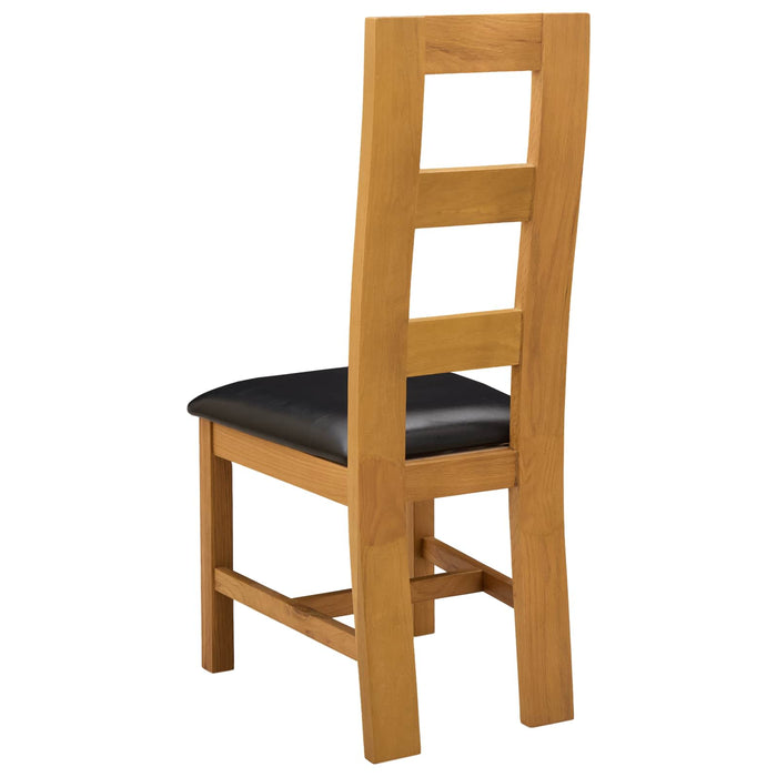 Scaun de sufragerie 2 pcs Lemn de stejar masiv Negru WALTI