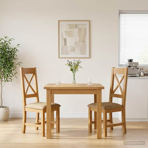 Scaun de sufragerie 2 pcs Lemn de stejar masiv Bej - WALTI WALTI