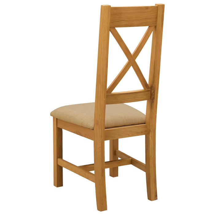 Scaun de sufragerie 2 pcs Lemn de stejar masiv Bej WALTI