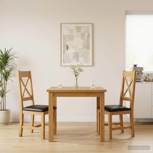 Scaun de sufragerie 2 pcs Lemn de stejar masiv Negru - WALTI WALTI