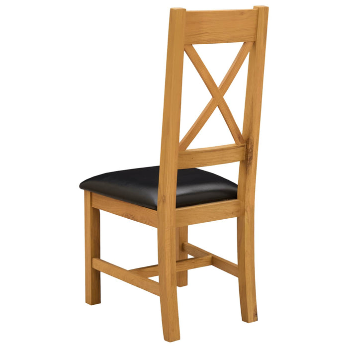 Scaun de sufragerie 2 pcs Lemn de stejar masiv Negru WALTI