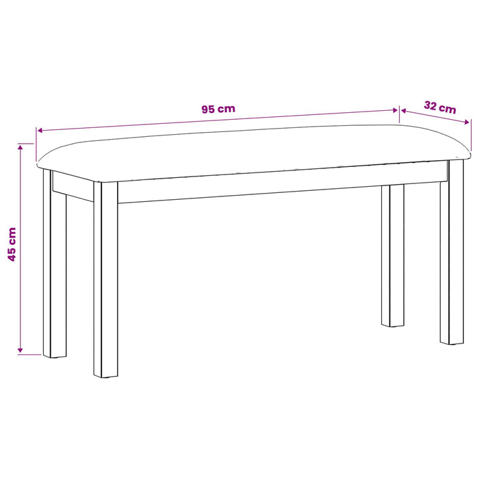 Bancă de Dining 95 x 32 x 45 cm Lemn de stejar masiv Gri WALTI