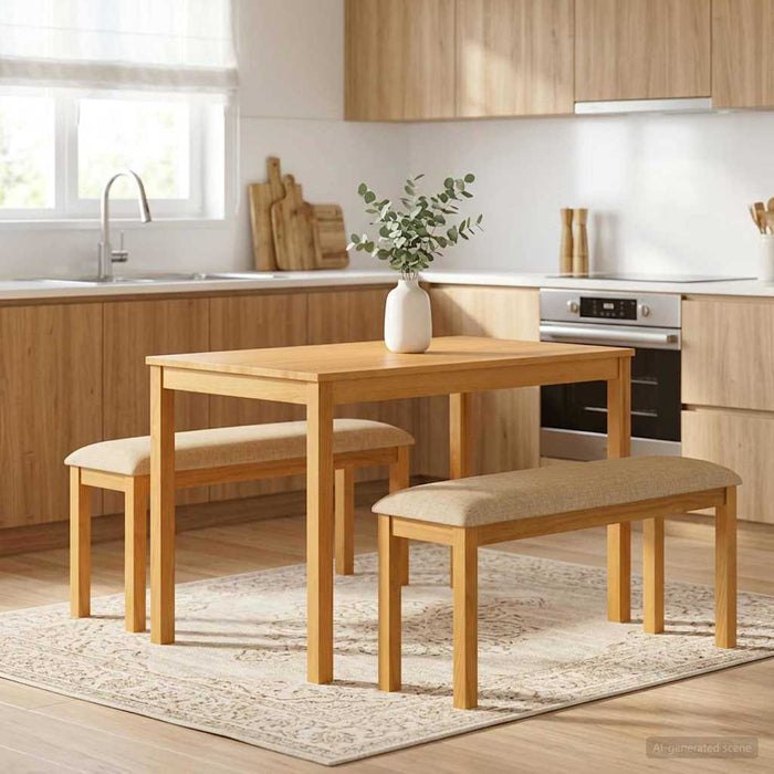 Bancă de Dining 95 x 32 x 45 cm Lemn de stejar masiv Bej - WALTI WALTI