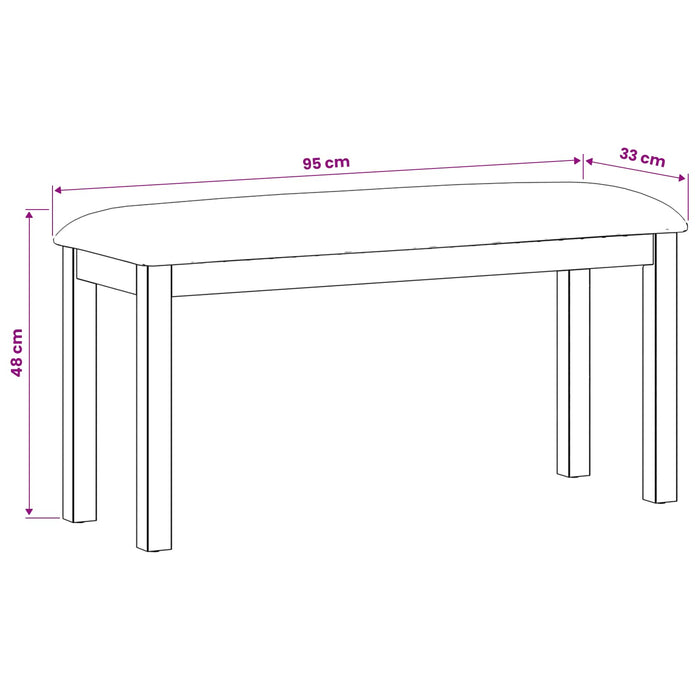 Bancă de Dining 95 x 32 x 45 cm Lemn de stejar masiv Negru WALTI