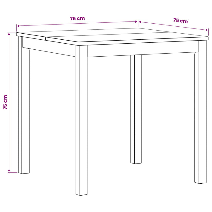 Masă de dining 75 x 75 x 75,5 cm Lemn de stejar masiv natural - WALTI WALTI