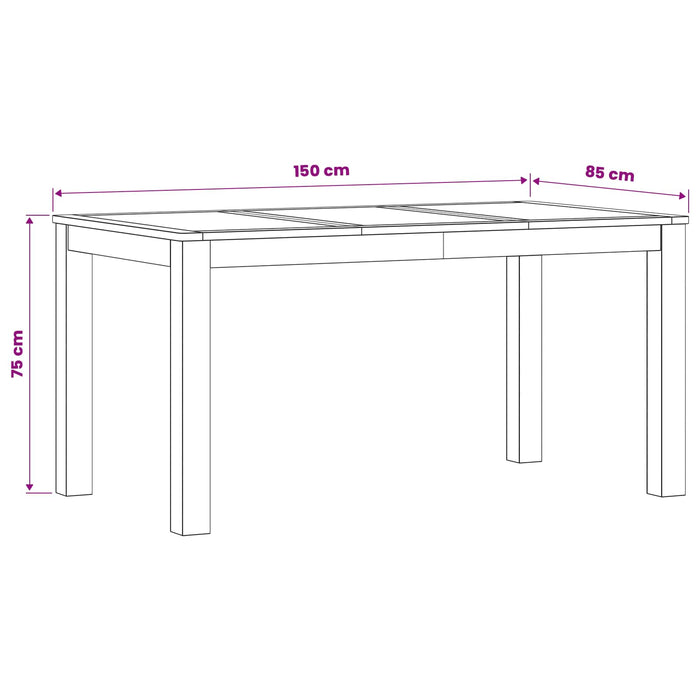 Masă de dining 150 x 85 x 75 cm Lemn de stejar masiv natural - WALTI WALTI