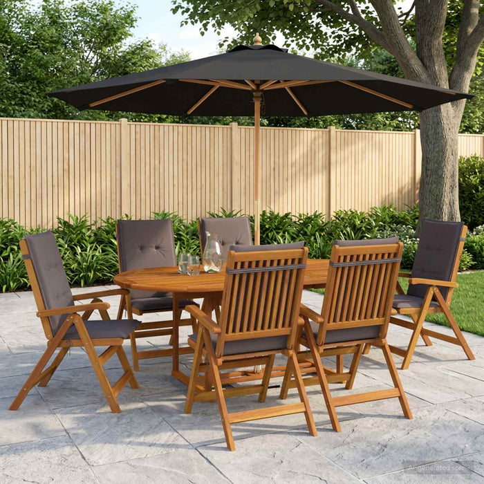 Set de dining pentru exterior cu parasolar 8 buc. 6-Locuri WALTI