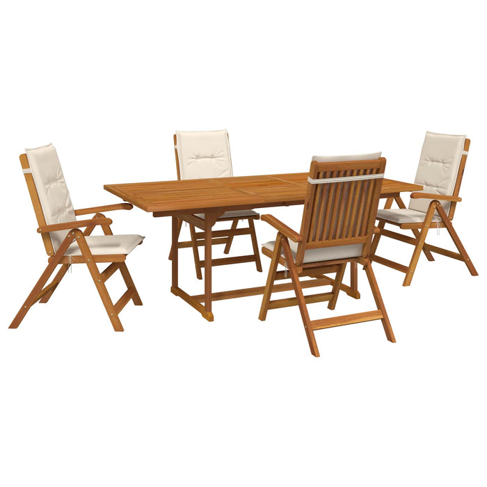 Set de dining pentru exterior cu parasolar 6 buc. Alb crem WALTI