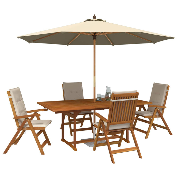 Set de dining pentru exterior cu parasolar 6 buc. Alb crem WALTI
