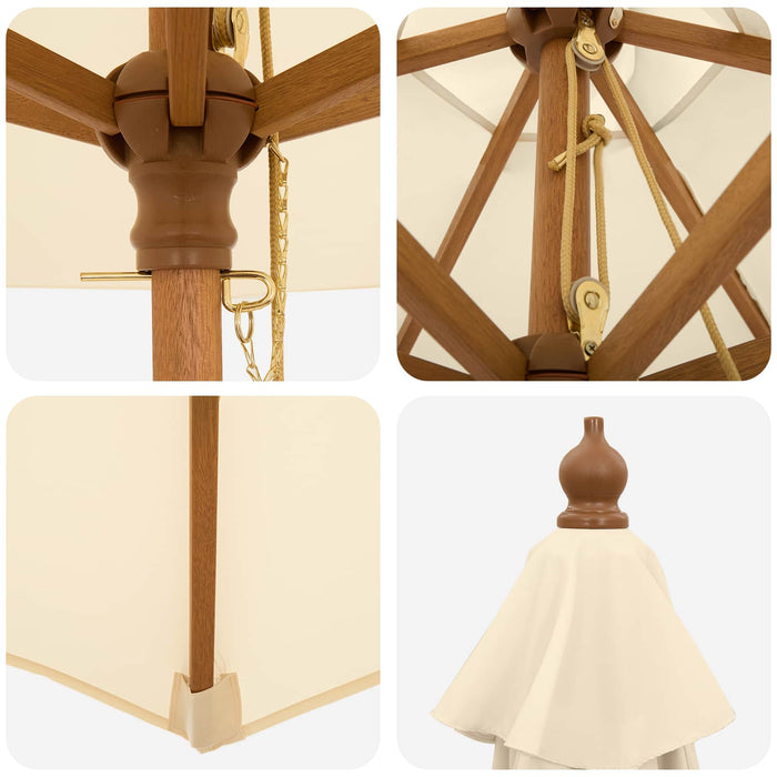 Set de dining pentru exterior cu parasolar 8 buc. Alb crem WALTI