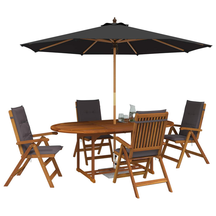 Set de dining pentru exterior cu parasolar 6 buc. Antracit WALTI