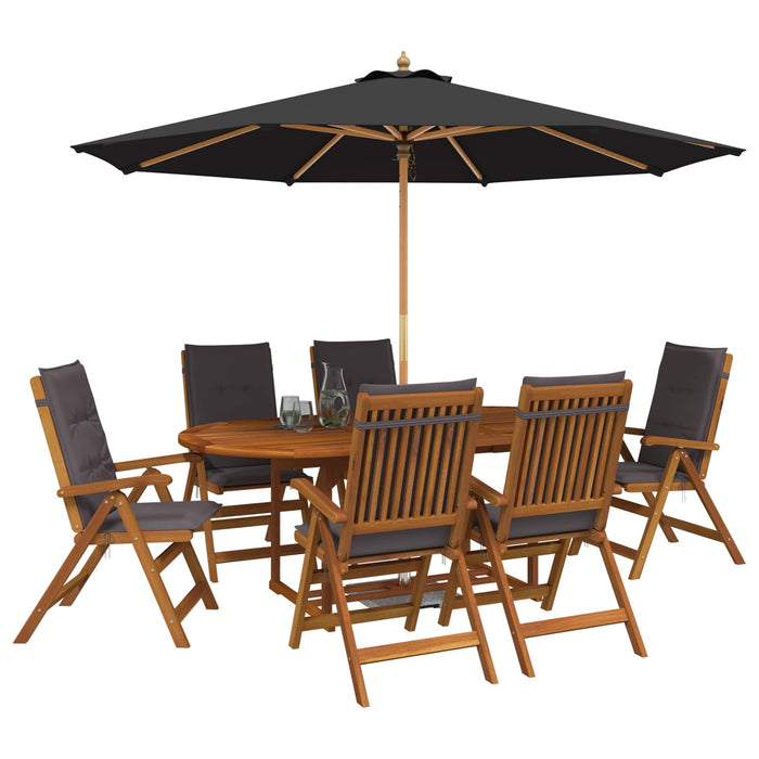 Set de dining pentru exterior cu parasolar 8 buc. Antracit WALTI