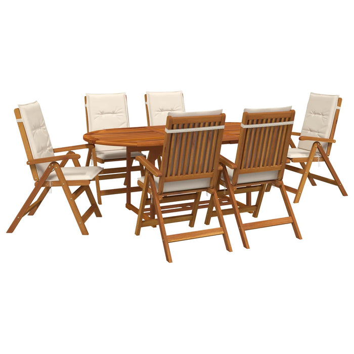 Set de dining pentru exterior cu parasolar 8 buc. Alb crem WALTI