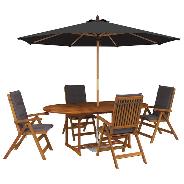 Set de dining pentru exterior cu parasolar 8 buc. Antracit WALTI
