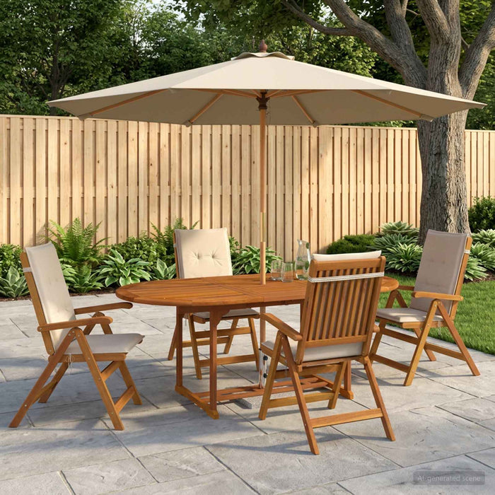 Set de dining pentru exterior cu parasolar 8 buc. Alb crem WALTI