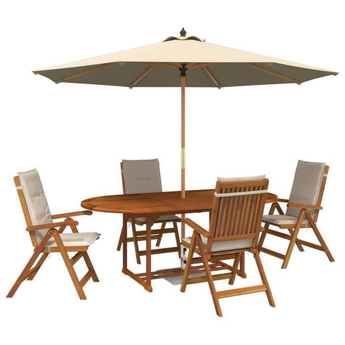 Set de dining pentru exterior cu parasolar 8 buc. Alb crem WALTI