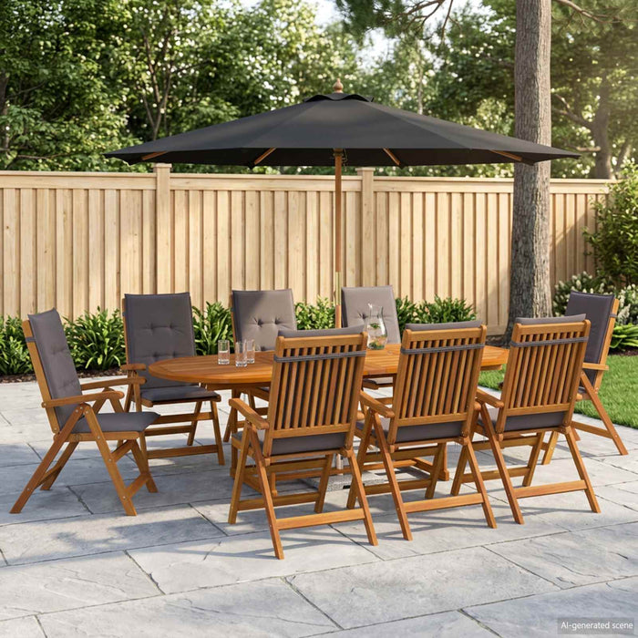Set de dining pentru exterior cu parasolar 10 buc. Antracit WALTI
