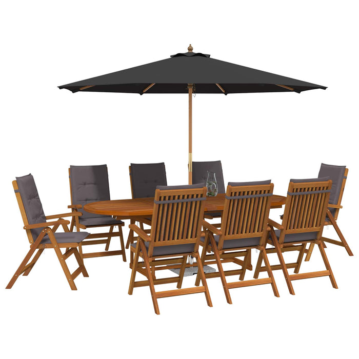 Set de dining pentru exterior cu parasolar 10 buc. Antracit WALTI