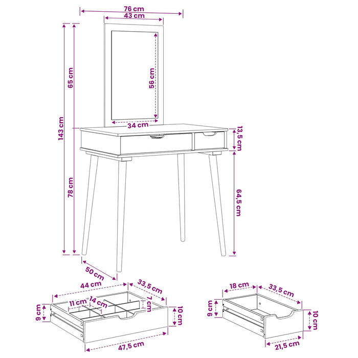 Set de Dressing FAUSKE 2 pcs Alb 76 x 50 x 143 cm - WALTI WALTI