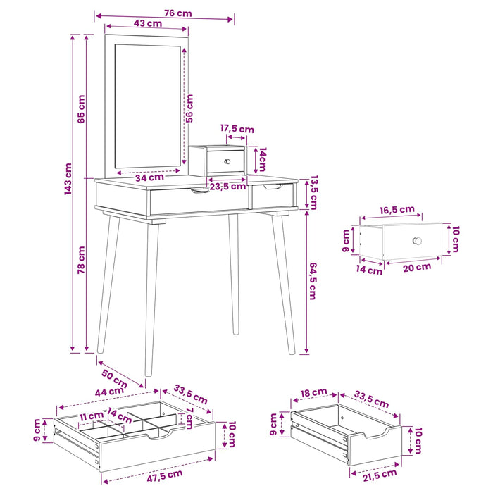 Set de Dressing FAUSKE 3 pcs Alb 76 x 50 x 143 cm WALTI