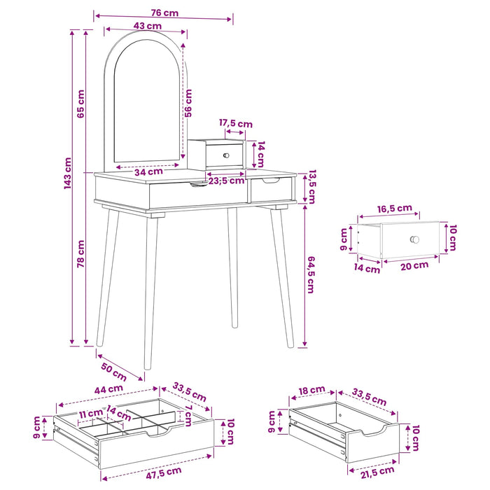 Set de Dressing FAUSKE 3 pcs Alb 76 x 50 x 143 cm WALTI