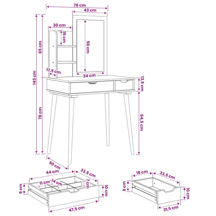 Set de Dressing FAUSKE 3 pcs Alb 76 x 50 x 143 cm - WALTI WALTI