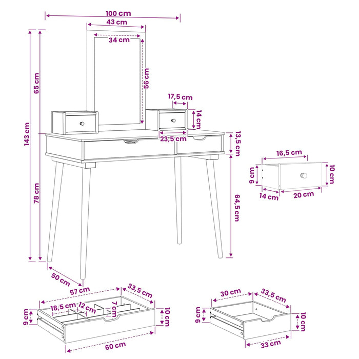 Set de Dressing FAUSKE 4 pcs Alb 100 x 50 x 143 cm WALTI