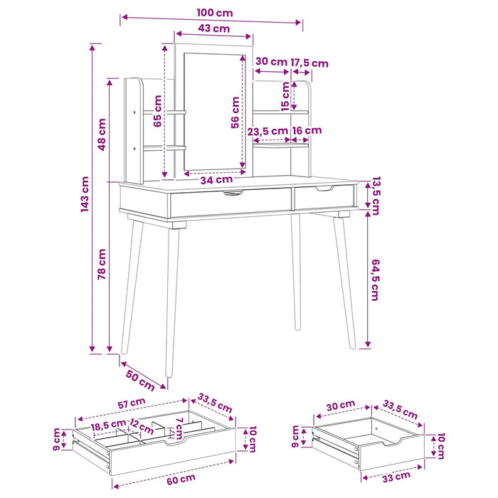 Set de Dressing FAUSKE 4 pcs Alb 100 x 50 x 143 cm - WALTI WALTI