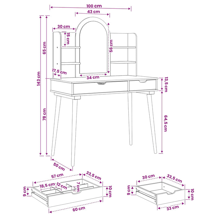 Set de Dressing FAUSKE 4 pcs Alb 100 x 50 x 143 cm - WALTI WALTI