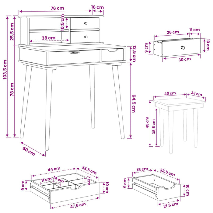 Set de Dressing FAUSKE 3 pcs Alb 76 x 50 x 103,5 cm - WALTI WALTI
