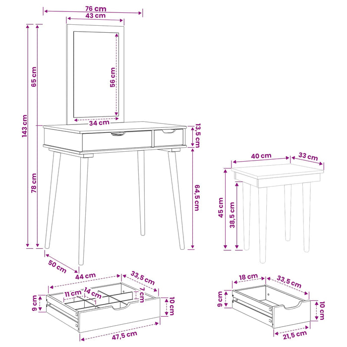 Set de Dressing FAUSKE 3 pcs Alb 76 x 50 x 143 cm - WALTI WALTI