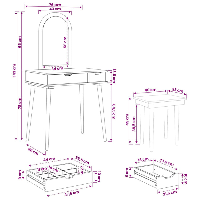 Set de Dressing FAUSKE 3 pcs Alb 76 x 50 x 143 cm - WALTI WALTI