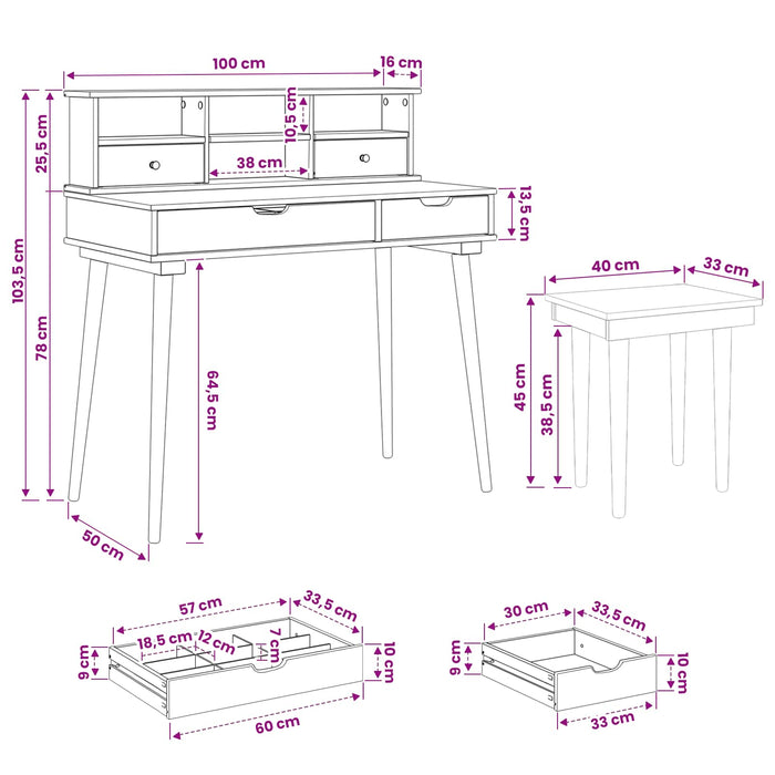 Set de Dressing FAUSKE 3 pcs Alb 100 x 50 x 103,5 cm - WALTI WALTI