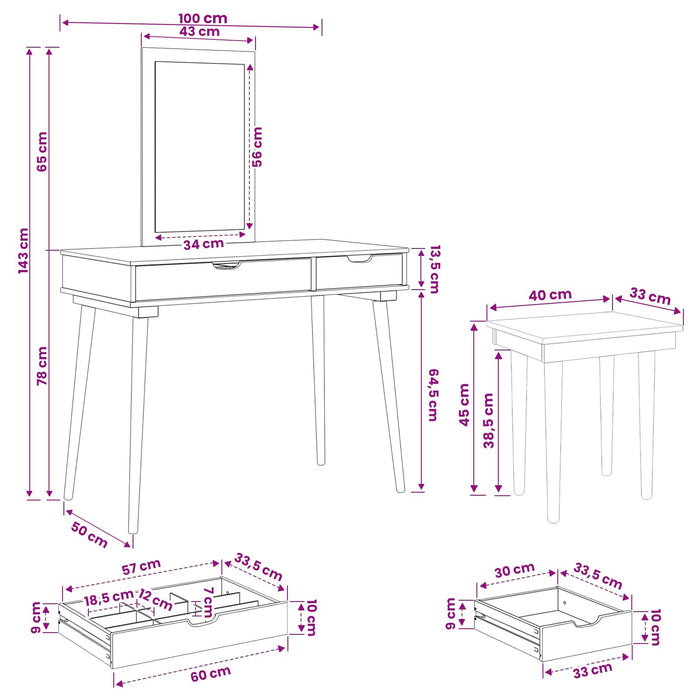 Set de Dressing FAUSKE 3 pcs Alb 100 x 50 x 143 cm - WALTI WALTI