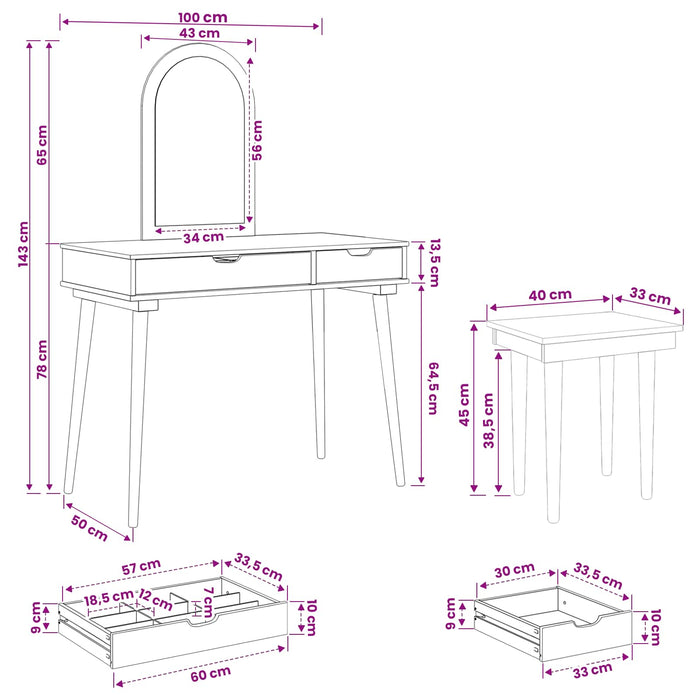 Set de Dressing FAUSKE 3 pcs Alb 100 x 50 x 143 cm - WALTI WALTI