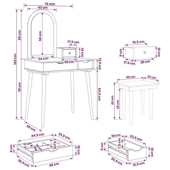 Set de Dressing FAUSKE 4 pcs Alb 76 x 50 x 143 cm WALTI