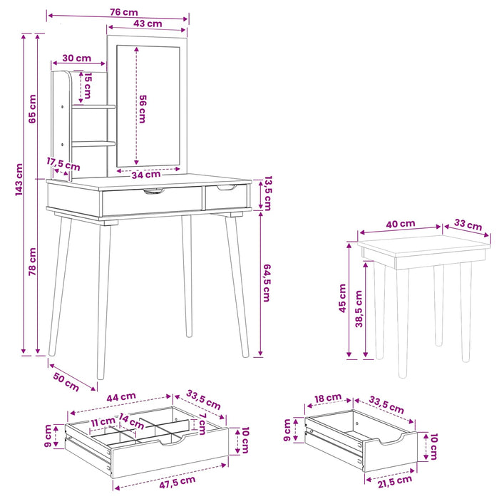 Set de Dressing FAUSKE 4 pcs Alb 76 x 50 x 143 cm - WALTI WALTI