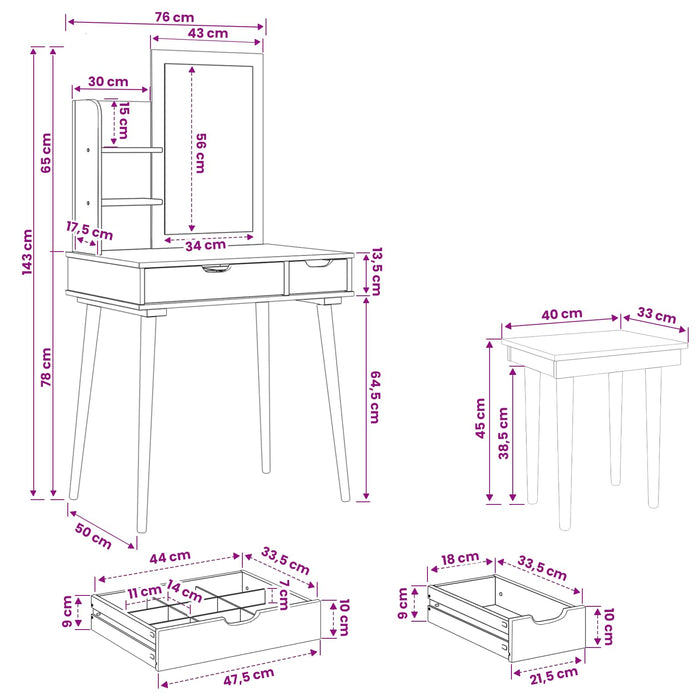 Set de Dressing FAUSKE 4 pcs Alb 76 x 50 x 143 cm - WALTI WALTI