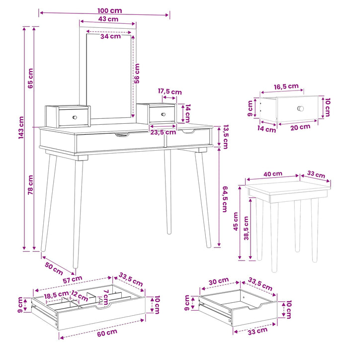 Set de Dressing FAUSKE 5 pcs Alb 100 x 50 x 143 cm WALTI