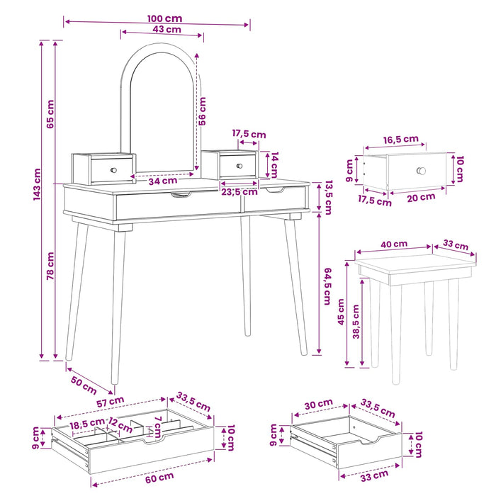 Set de Dressing FAUSKE 5 pcs Alb 100 x 50 x 143 cm - WALTI WALTI