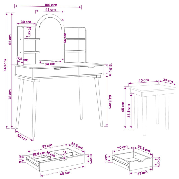 Set de Dressing FAUSKE 5 pcs Alb 100 x 50 x 143 cm - WALTI WALTI