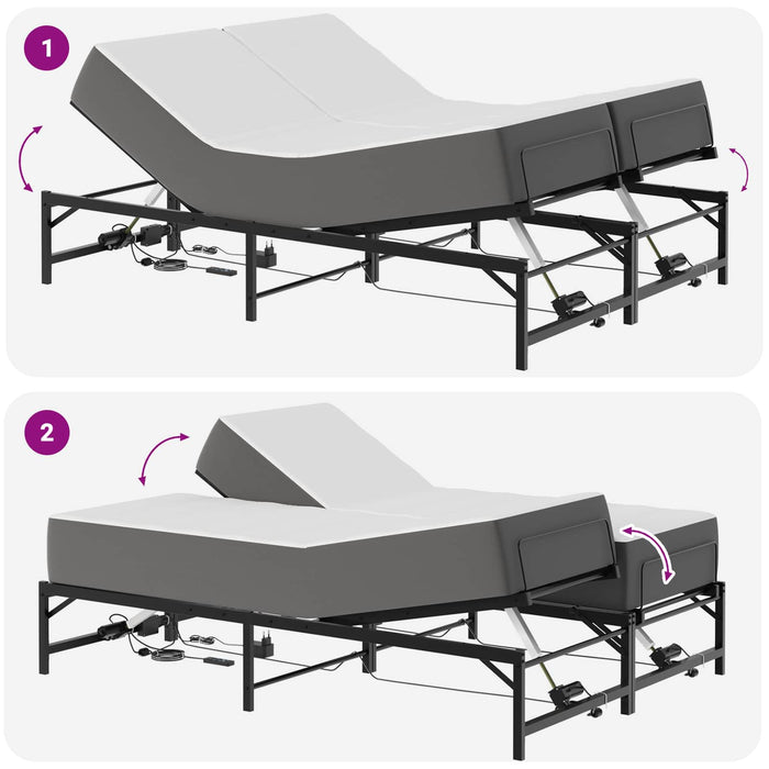 Cadru Electric Ajustabil pentru Pat Negru 140 x 190 cm Oțel WALTI