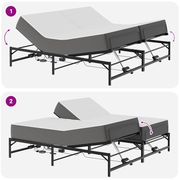Cadru Electric Ajustabil pentru Pat Negru 200 x 200 cm Oțel WALTI