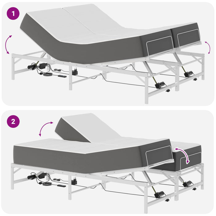 Cadru Electric Ajustabil pentru Pat Alb 137 x 190 cm Oțel WALTI