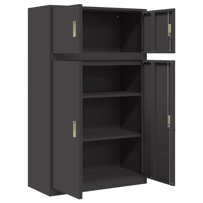 Dulap de depozitare 2 buc. Negru 90 x 40 x 145 cm Oțel Blocat WALTI