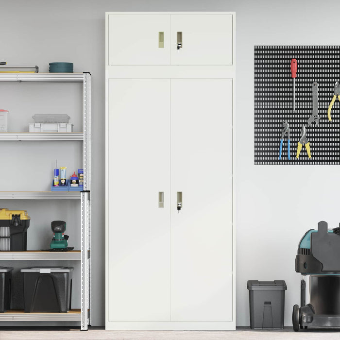 Dulap de depozitare 2 buc. Alb 90 x 40 x 220 cm Oțel Blocat WALTI