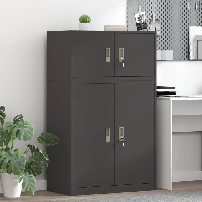 Dulap de depozitare 2 buc. Negru 80 x 40 x 130 cm Oțel Blocat WALTI