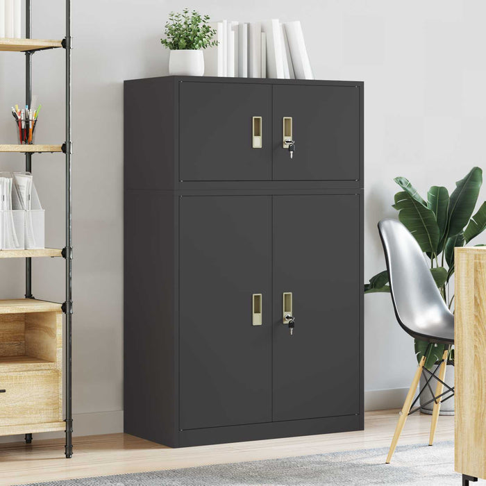 Dulap de depozitare 2 buc. Negru 80 x 40 x 130 cm Oțel Blocat WALTI