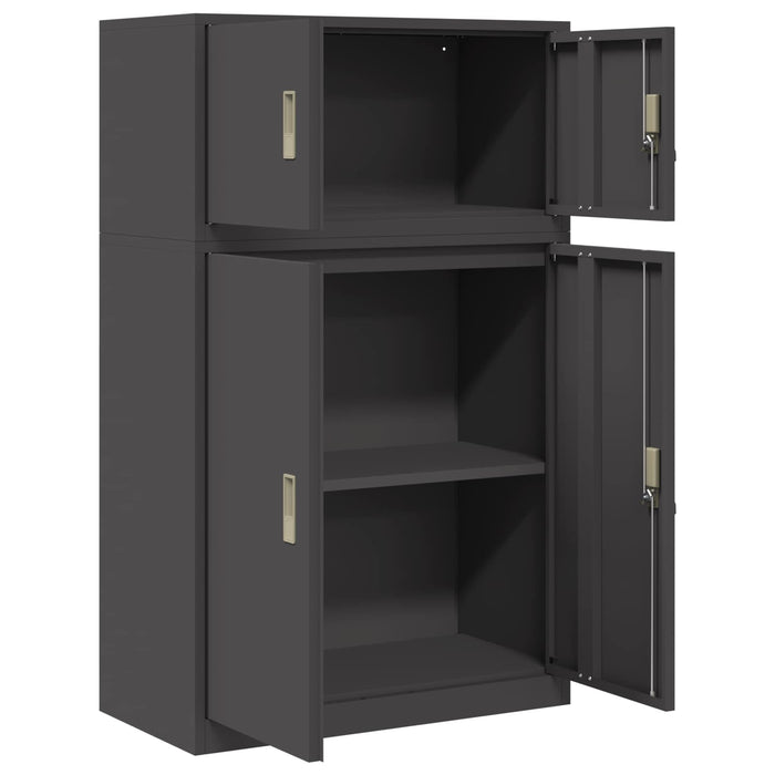 Dulap de depozitare 2 buc. Negru 80 x 40 x 130 cm Oțel Blocat WALTI