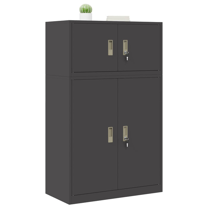 Dulap de depozitare 2 buc. Negru 80 x 40 x 130 cm Oțel Blocat WALTI